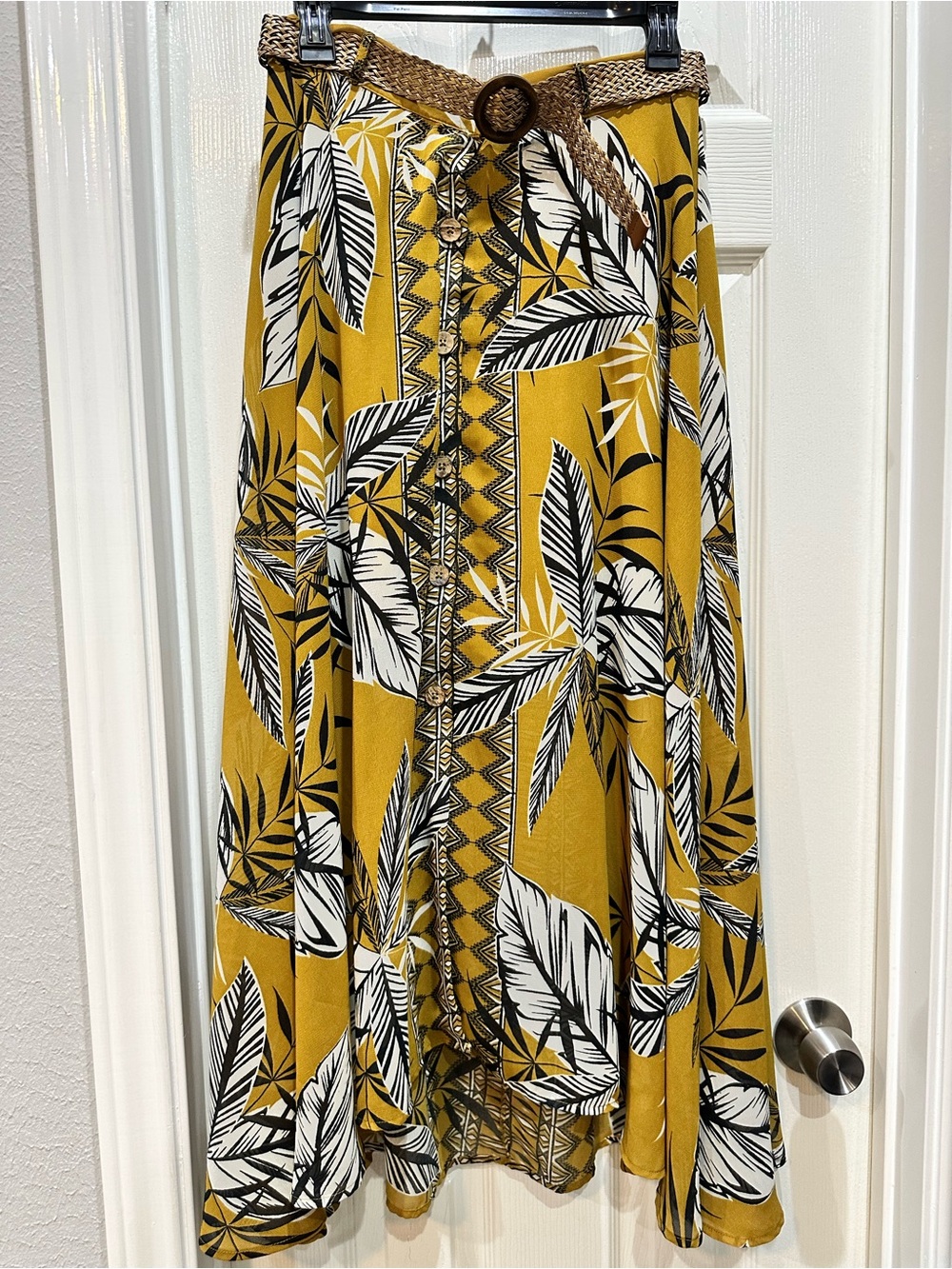 Live 4 Truth Mustard Tropical Button-Front Maxi Skirt